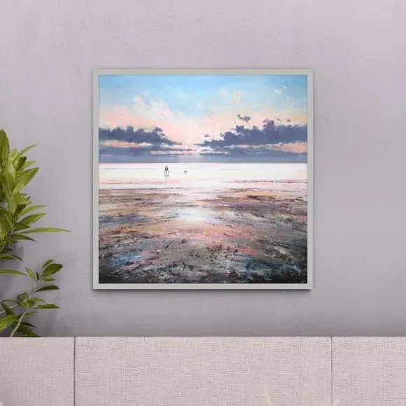 Framed Print Coastal Scene - Blue, Textured image