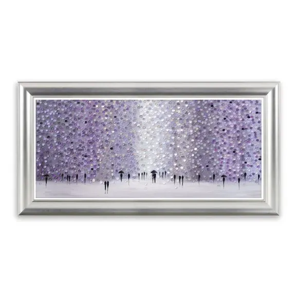 Framed Print Contemporary Art - Purple, Silver