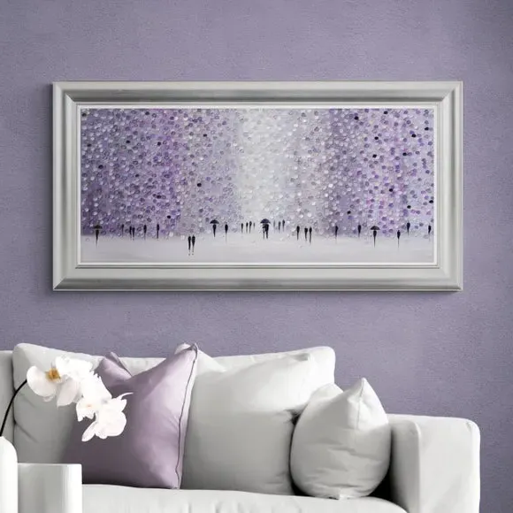 Framed Print Contemporary Art - Purple, Silver image