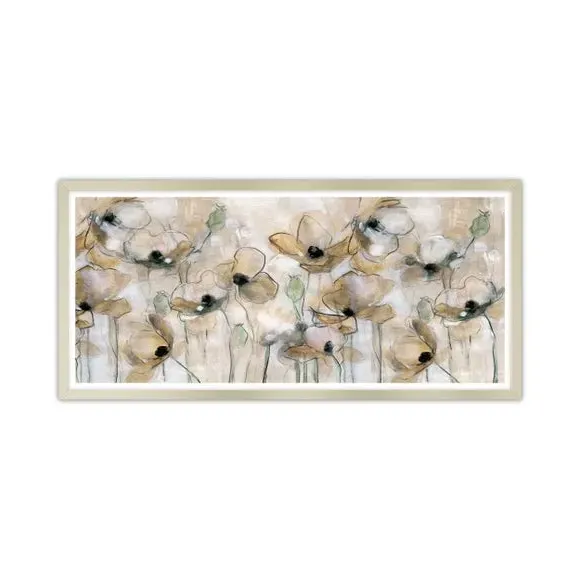 Framed Print Field of Poppies - Natural