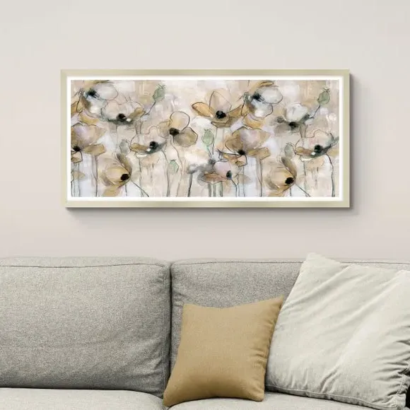Framed Print Field of Poppies - Natural image