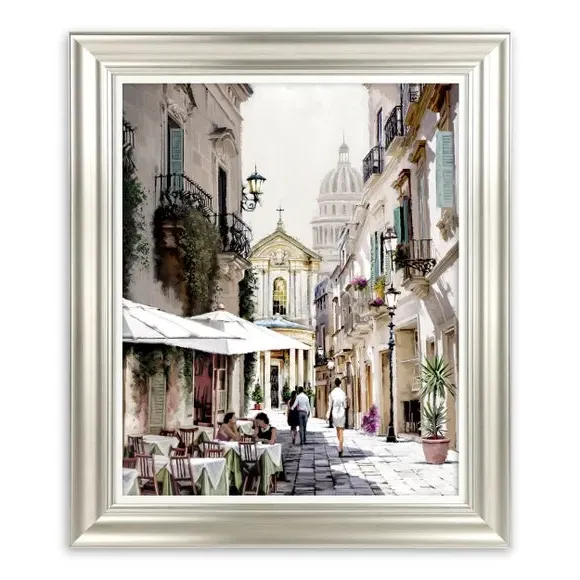 Framed Print Mediterranean Street - Champagne