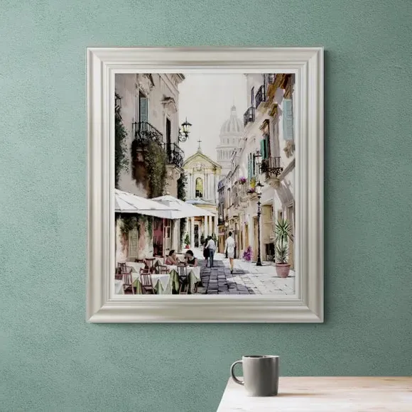 Framed Print Mediterranean Street - Champagne image