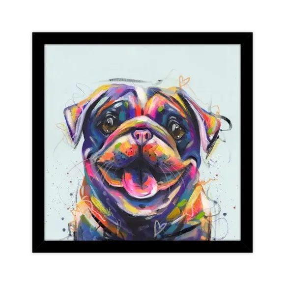 Framed Print Pug Portrait - Multicolor