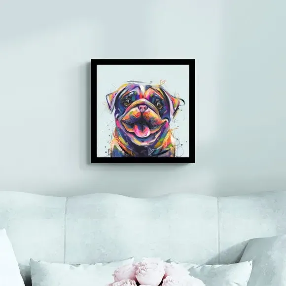 Framed Print Pug Portrait - Multicolor image