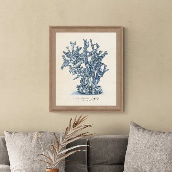 Framed Print Sea Coral Design - Blue, Birch image