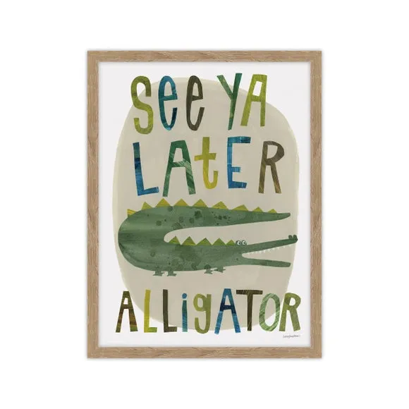 Framed Print with Alligator Design - Green