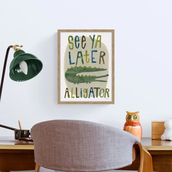Framed Print with Alligator Design - Green image