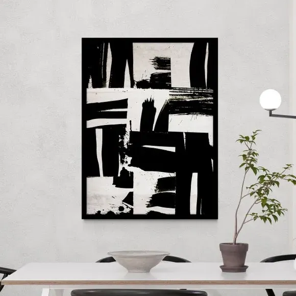 Framed Print with Black Frame - Black, Paper image