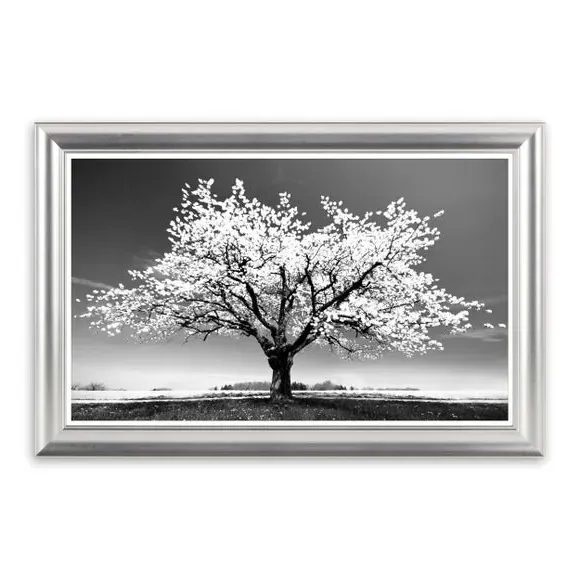Framed Print with Textured Finish - White, Silver