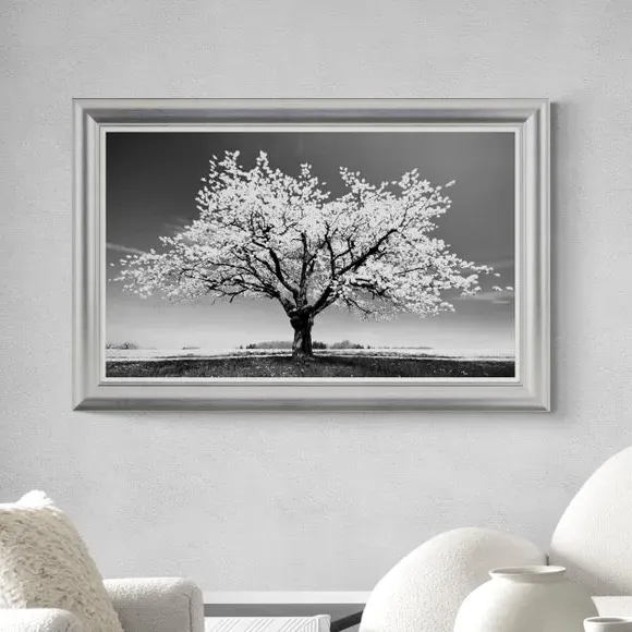 Framed Print with Textured Finish - White, Silver image