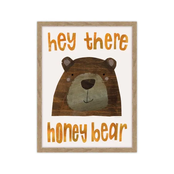 Framed Print with Typography - Orange, Wood