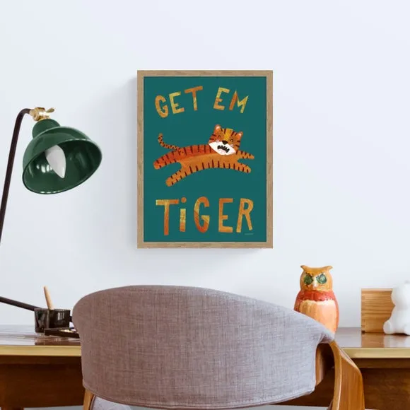 Framed Print with Typography - Orange, Wood image