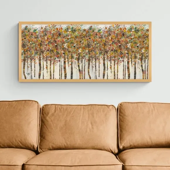 Framed Print Woodland Art - Natural, Oak Effect image
