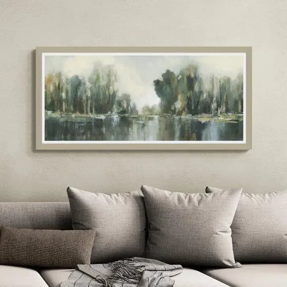 Framed Print Woodland Scene - Grey, Wood Frame image