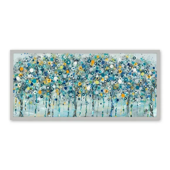 Framed Tree Print with Texture - Grey Frame