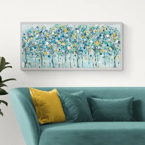 Framed Tree Print with Texture - Grey Frame image