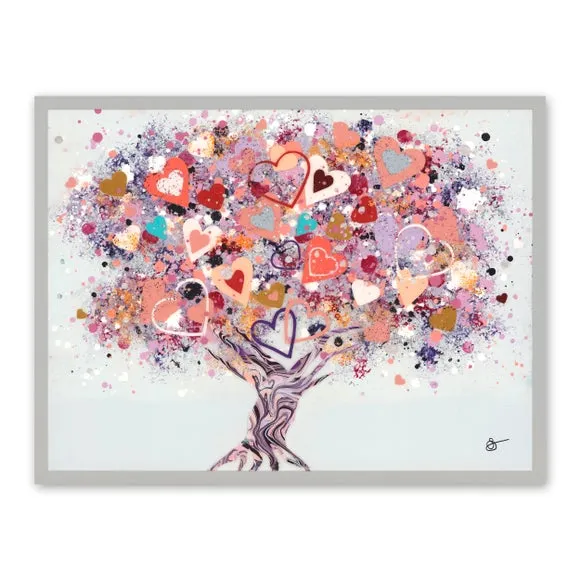 Framed Tree Print with Textured Finish - Grey