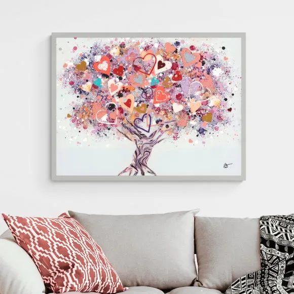 Framed Tree Print with Textured Finish - Grey image