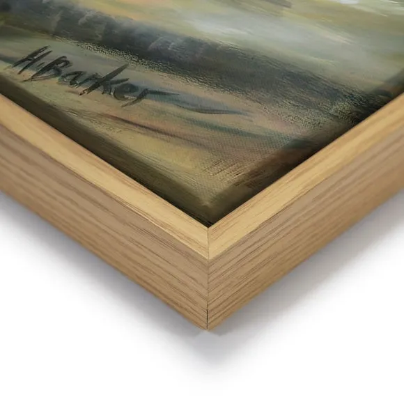 Highland Cow Framed Canvas - Brown, Wood Frame