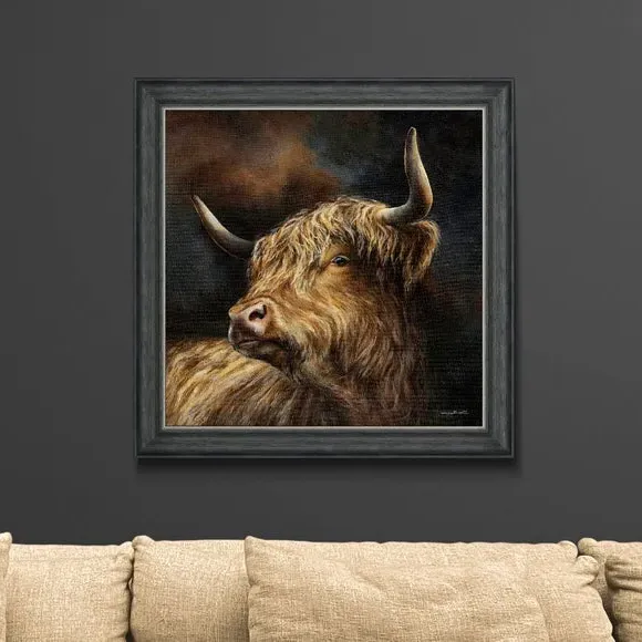 Highland Cow Framed Print - Grey Frame image