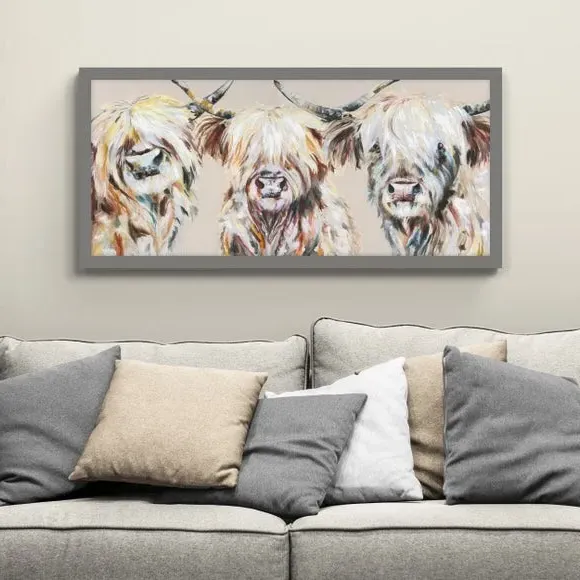Highland Cow Framed Print - Grey Frame image