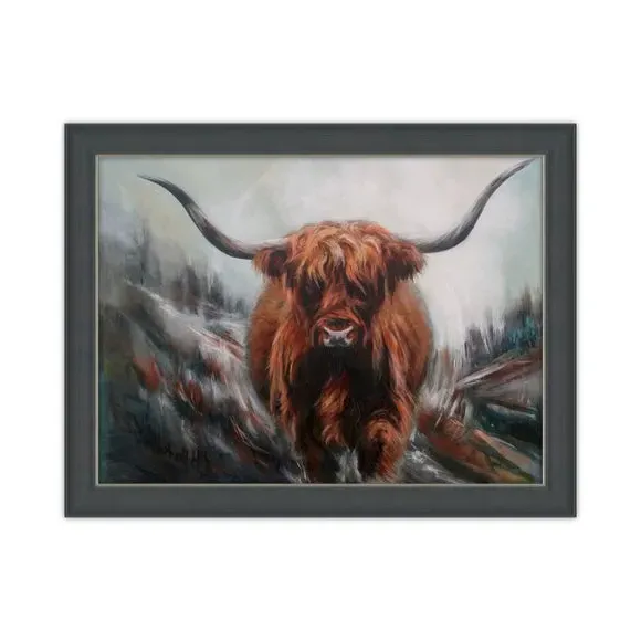 Highland Cow Framed Print - Grey Frame