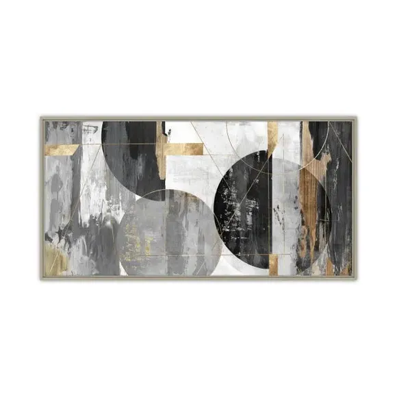Large Abstract Canvas Art - Black, Framed