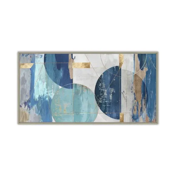 Large Abstract Canvas Art - Blue, Framed