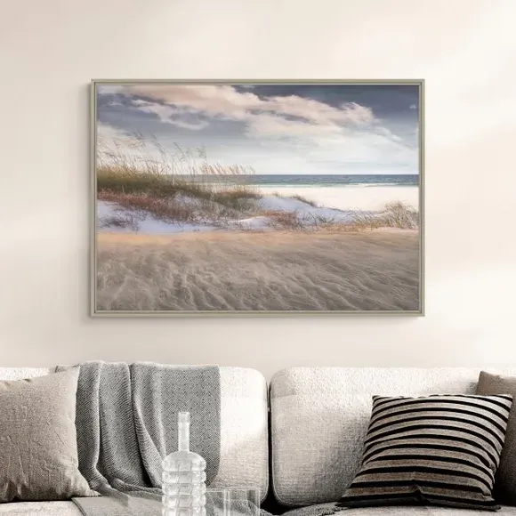 Large Framed Canvas Print - Blue, Coastal