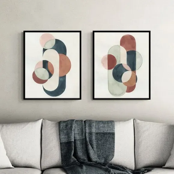 Set of 2 Abstract Framed Prints - Brown image