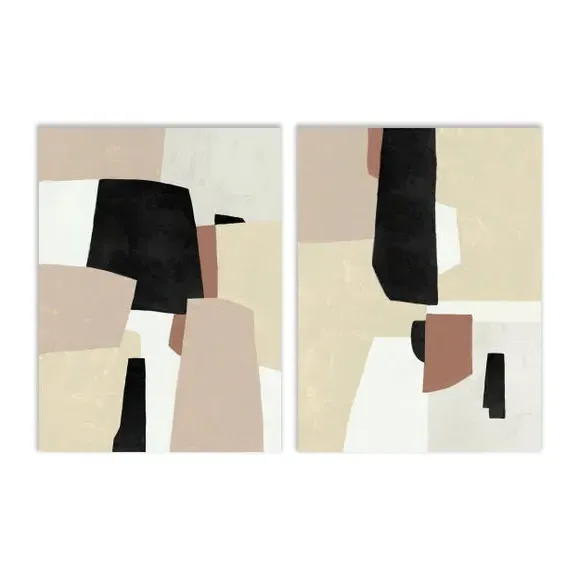 Set of 2 Canvas Wall Art - Natural, Stretched Canvas