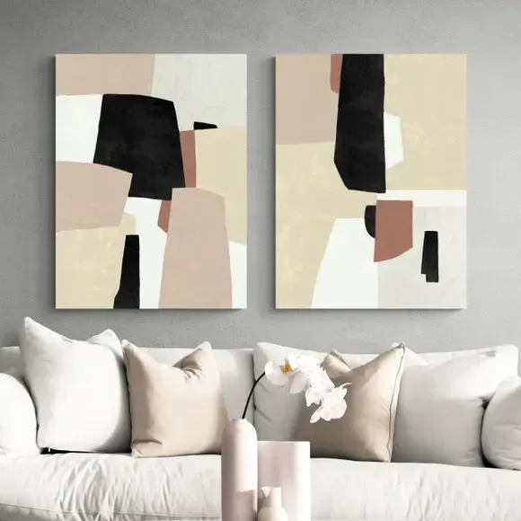 Set of 2 Canvas Wall Art - Natural, Stretched Canvas image