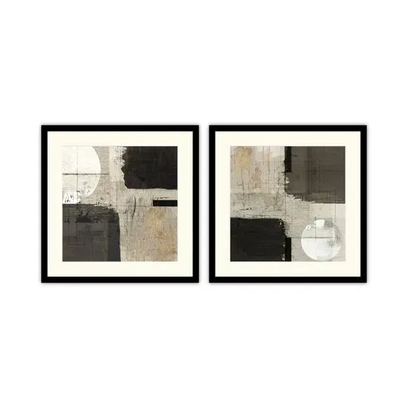 Set of 2 Framed Prints Abstract - Black Frame
