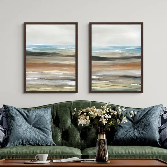 Set of 2 Framed Prints - Brown, Walnut Frame image