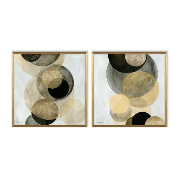 Set of 2 Framed Prints - Gold, Geometric