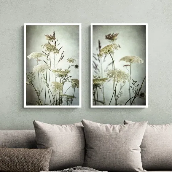 Set of 2 Framed Prints - Green, Glass