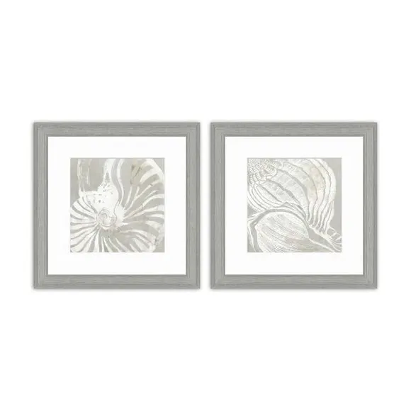 Set of 2 Framed Prints - Grey Shell Art