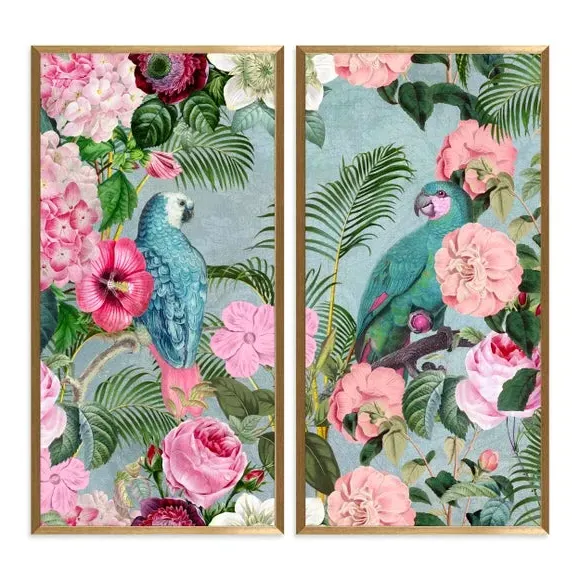 Set of 2 Framed Prints - Multicolor, Gold Frame