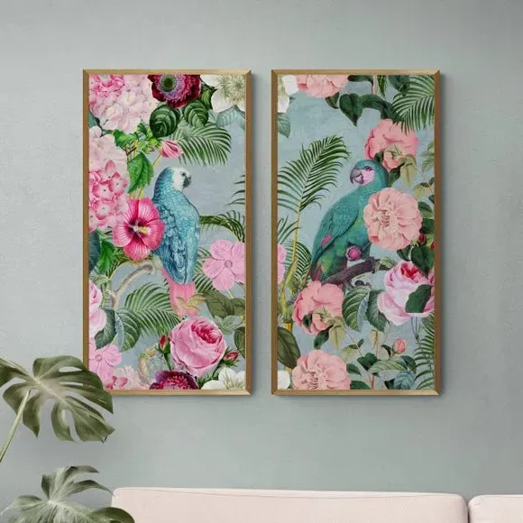Set of 2 Framed Prints - Multicolor, Gold Frame