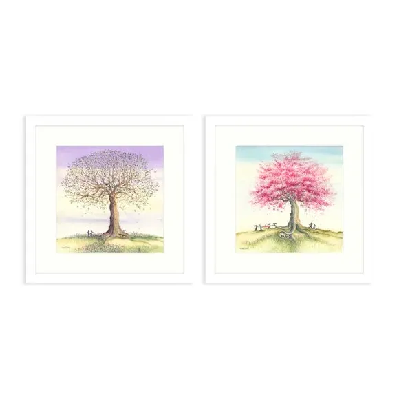 Set of 2 Framed Prints Wildlife - White Frame