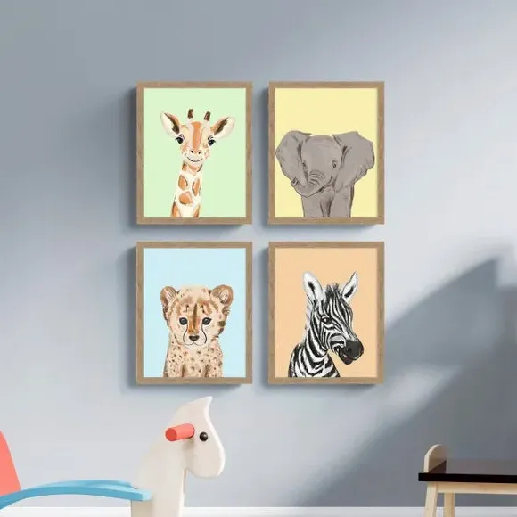 Set of 4 Framed Prints - Multicolor, Wood image