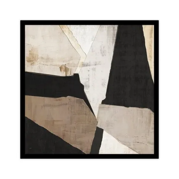 Square Abstract Framed Print - Taupe