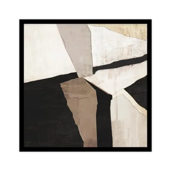 Square Abstract Framed Print - Taupe