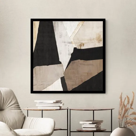 Square Abstract Framed Print - Taupe image