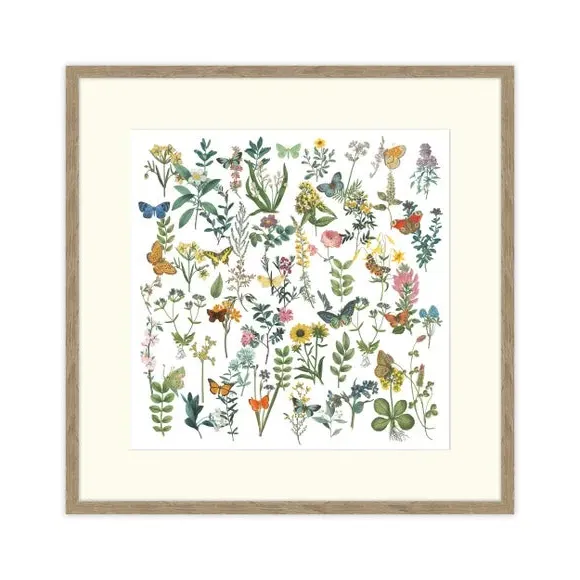 Square Framed Print Botanical Design - Birch Frame