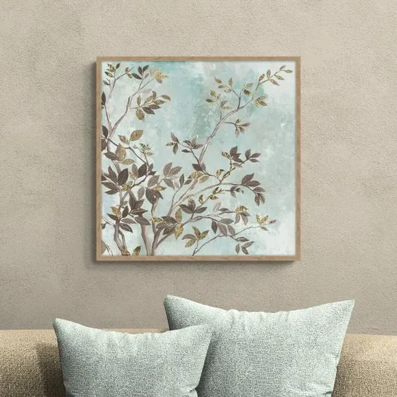 Square Framed Print Botanical Tree - Blue, Birch image