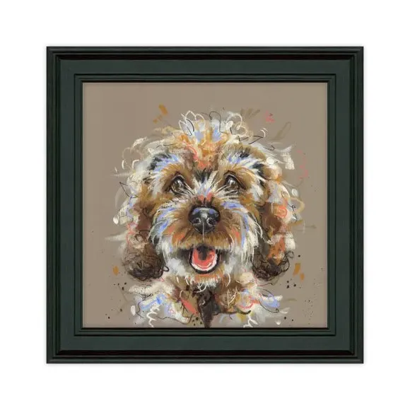 Square Framed Print Cockapoo Design - Black Frame