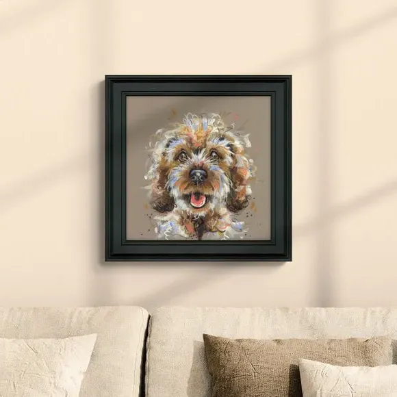 Square Framed Print Cockapoo Design - Black Frame image