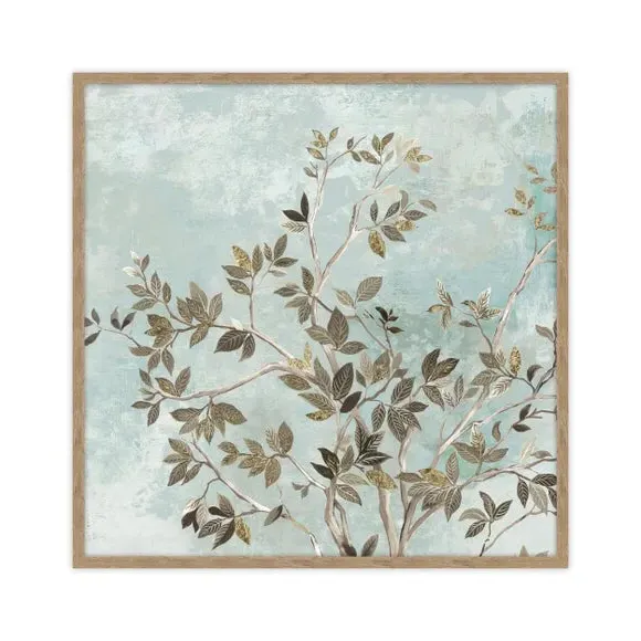 Square Framed Print Tree Design - Blue, Textured